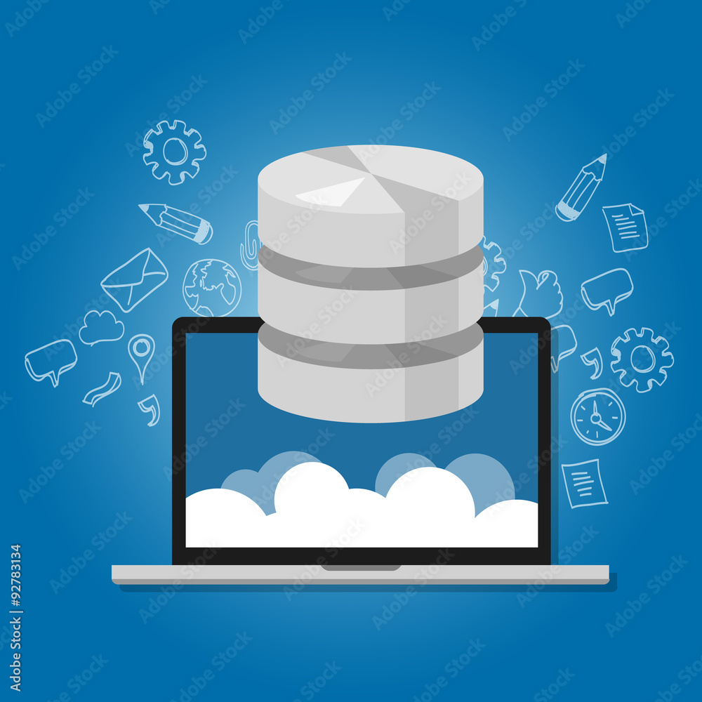 Poster database data in the cloud network multimedia storage symbol