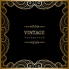 Square gold frame on black