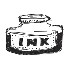 Simple doodle of a bottle of ink