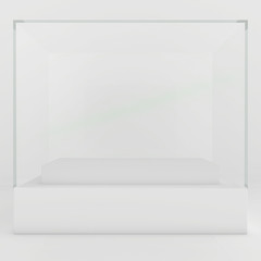 Glass Showcases. 3d render on a gray background