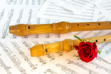 Blokfluit met rode roos