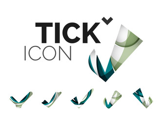 Set of abstract OK and tick icons, business logotype concepts