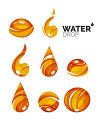Set of abstract eco water icons, business logotype nature green