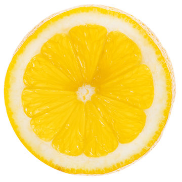 the lemon segment isolated on white background