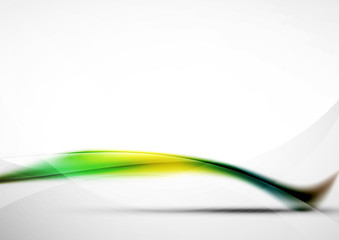 Green wave line in light space. Abstract background