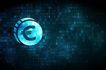 Money concept: Euro Coin on digital background