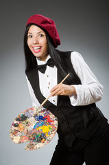 Fototapeta premium Funny artist working in the studio