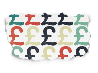Currency concept: Pound icons on Torn Paper background