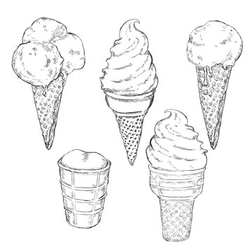 Vector Sketch Set of Ice Cream