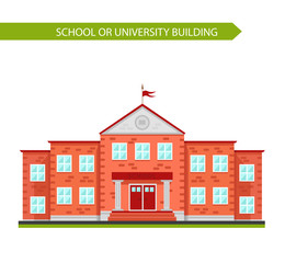 School or university building. Element to create urban background, village and town landscape. Flat style vector illustration isolated on white background.