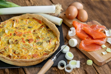 tarte au poireau et saumon