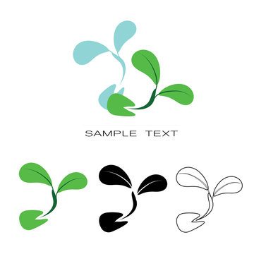 Seeding icon -  icon seeds sprout vector silhouette set. Healthy food symbol. Flat design graphic. Eco farm product sign. Green concept. Eps 10. Isolated