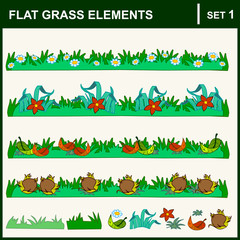 Obraz na płótnie Canvas 0915_10 flat grass elements set1