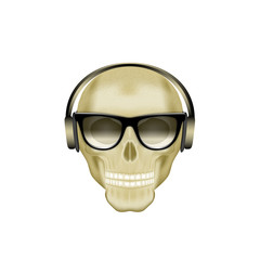  skull with headphone and glasses