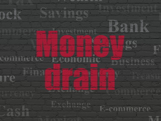 Money concept: Money Drain on wall background