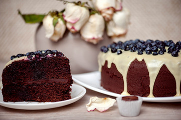 Chocolate cake with blueberry
