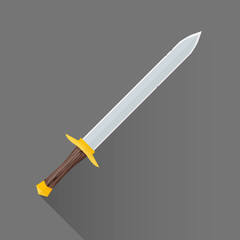 vector flat style medieval battle sword illustration icon.