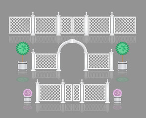 set of white openwork gates, estate concept