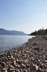 Mountain lake in the Putorana plateau.