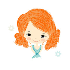 Cute girl smiling, sketch for your design