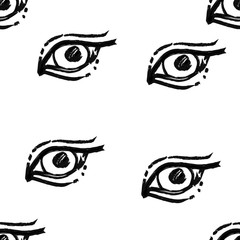 Black & white seamless pattern with eyes. Trend. Vector.