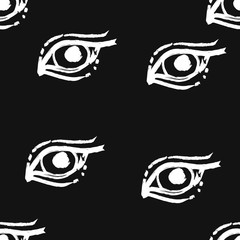 Black & white seamless pattern with eyes. Trend. Vector.