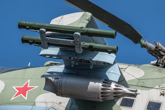 Monument Mi-24 helicopter in the town of Lyubertsy Moscow Region. "Do not come back from war." The first monument to helicopter pilots who died in local wars.