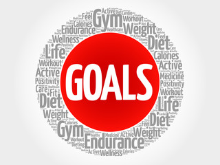 GOALS circle stamp word cloud, fitness, sport, health concept