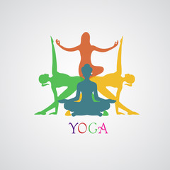 Vector illustration of Yoga poses, woman, Pilates, vector illustration, app,banner
