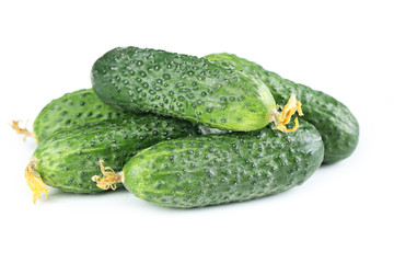 Fresh cucumbers isolated on white