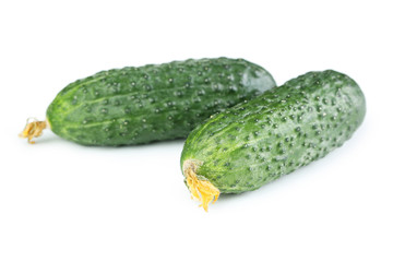 Fresh cucumbers isolated on white