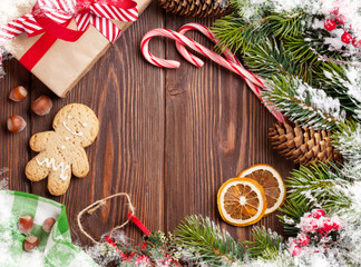 Christmas wooden background