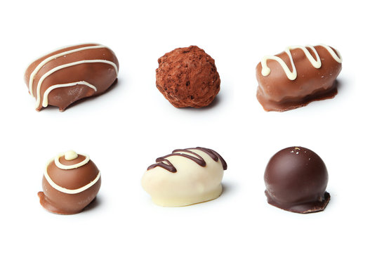 Chocolates isolated on white