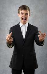 man is showing fucking and laughing