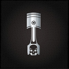 silver biker theme design template with piston and skull