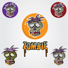 Cartoon Zombie face vector design template
