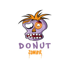 Cartoon Donut Zombie face vector design template