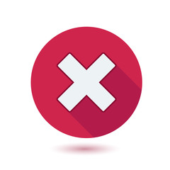 Obraz premium cross sign on red button with shadow