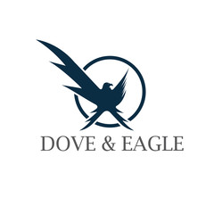 dove and eagle negative space concept vector design template
