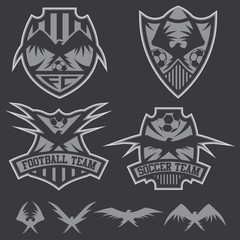 football team crests set with eagles vector design template