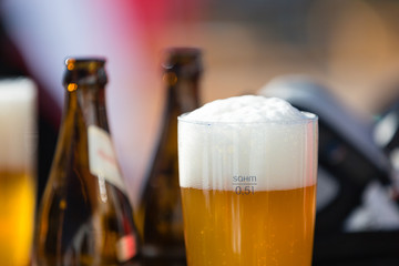 Close-up of beers