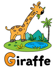Little funny giraffe, for ABC. Alphabet G