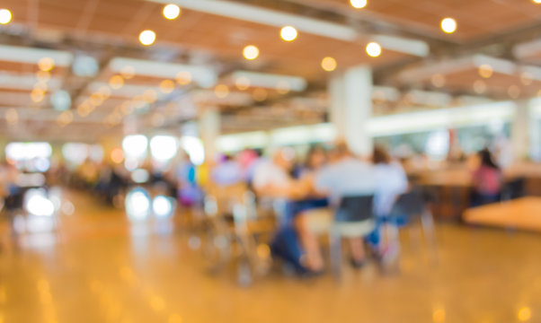 Image Of Blur People At Food Court In Mall