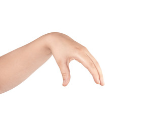 Hand pose like picking something isolated on white