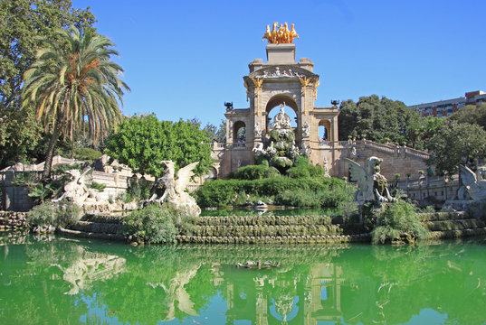 BARCELONA, CATALONIA, SPAIN - AUGUST 31, 2012: Fountain Cascada at Parc de la Ciutadella in Barcelona