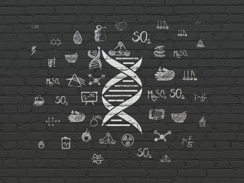 Science concept: DNA on wall background