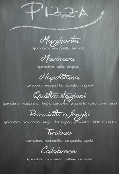 Chalkboard Pizza menu