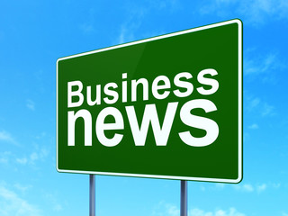 News concept: Business News on road sign background
