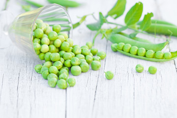 raw peas in the wine glass