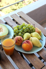 Mix of vegetables on the wooden table